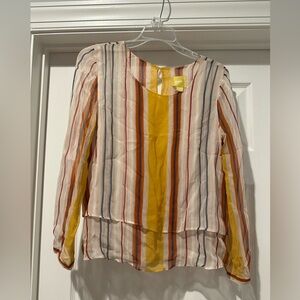 Anthropologie Maeve Multicolor Striped Sheer Blouse
